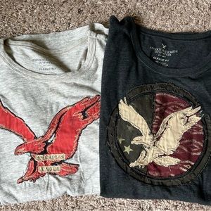 2 American Eagle Classic t-Shirts xs men’s top teen embroidered tee shirt
